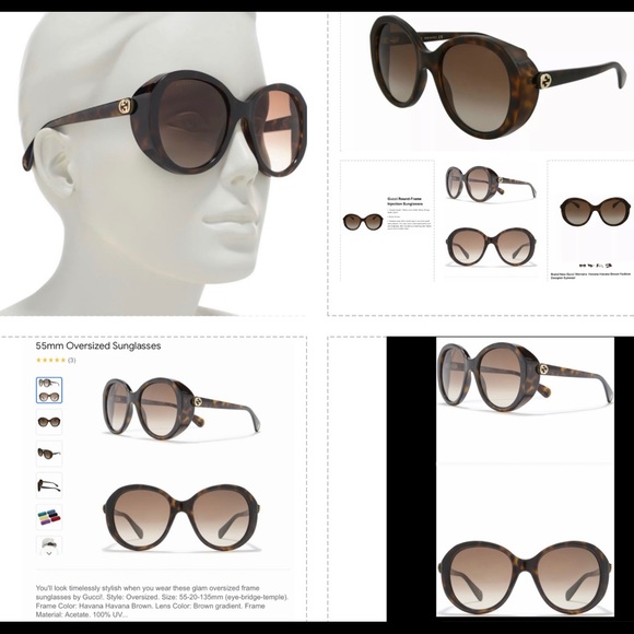 GUCCI HAVANA ROUND OVERSIZED SUNGLASSES, ON LIST 50 MOST ICONIC SHAPES - Picture 3 of 16
